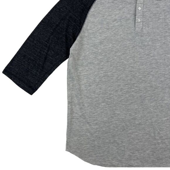 New  Alternative Men Grey Henley Pullover Crew Neck 3/4 Sleeve Sweatshirt US XXL - Picture 5 of 11